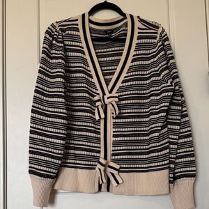 Express Striped Black and Cream Cardigan